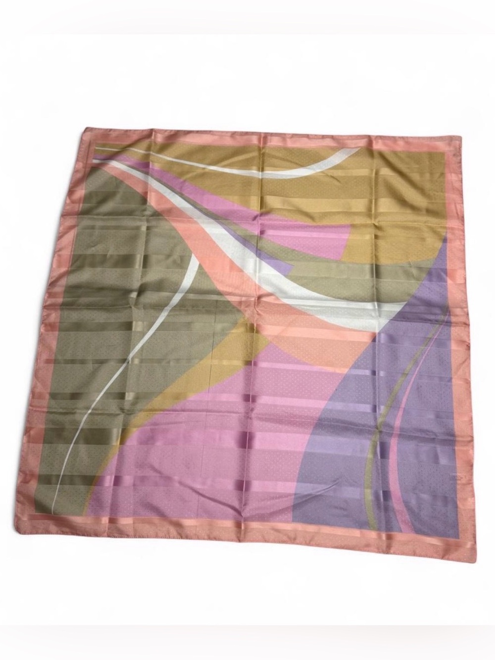 Italian Pastel Abstract Square Scarf Pink Purple Satin Bandana Hair Bag 30x30 in